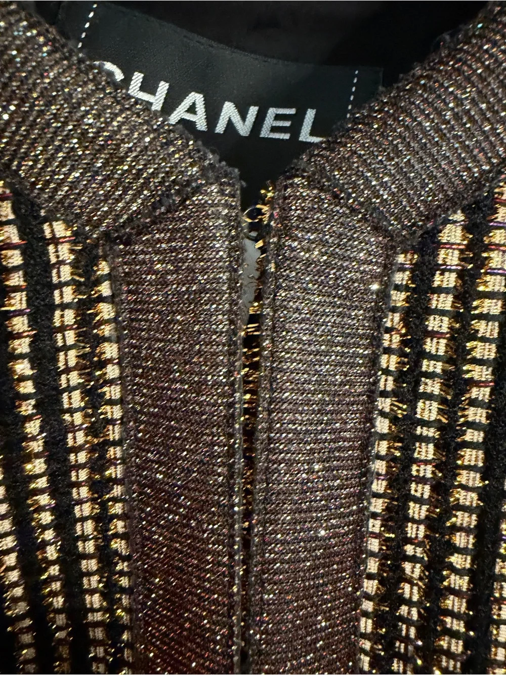CHANEL Luxe Gold Metallic Black Jacket FR 42  Runway 2010 Cruise Collection